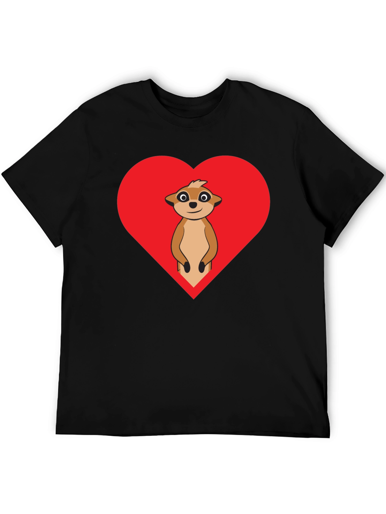 Meerkat Heart Graphic Tee - Black Cotton