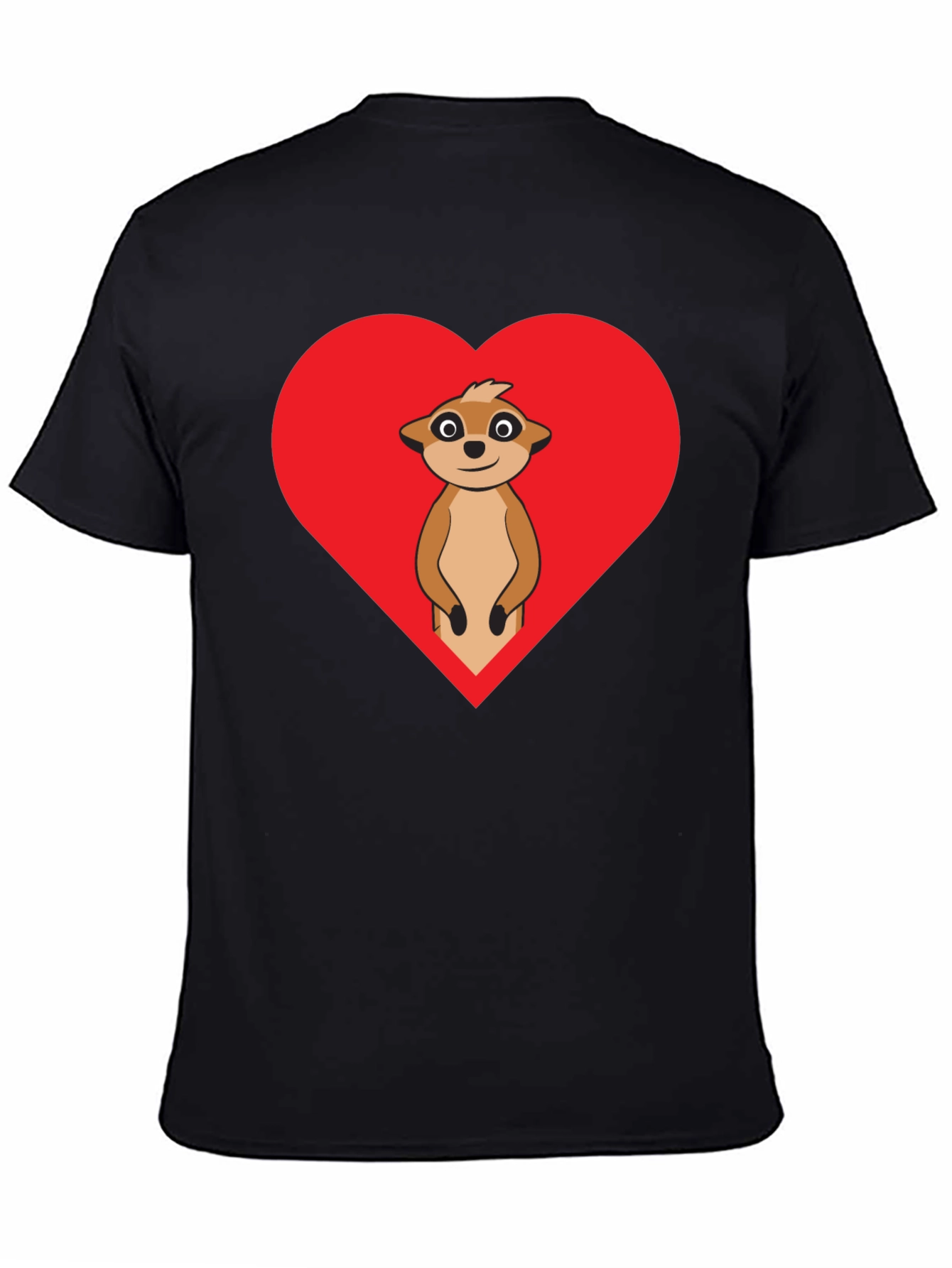 Meerkat Heart Graphic Tee - Black Cotton