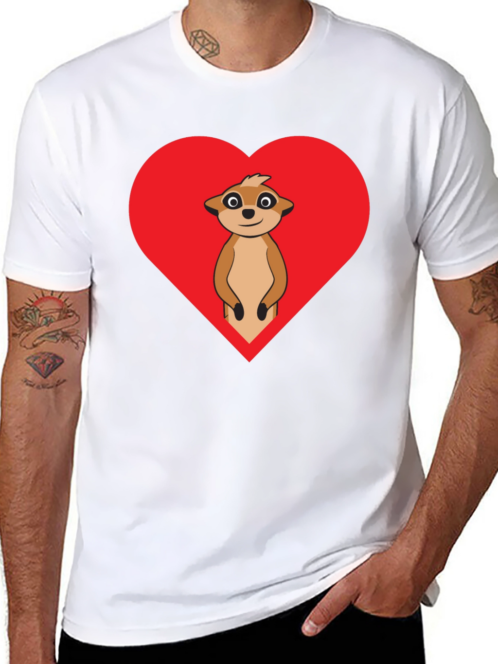 Meerkat Heart Graphic Tee - Black Cotton
