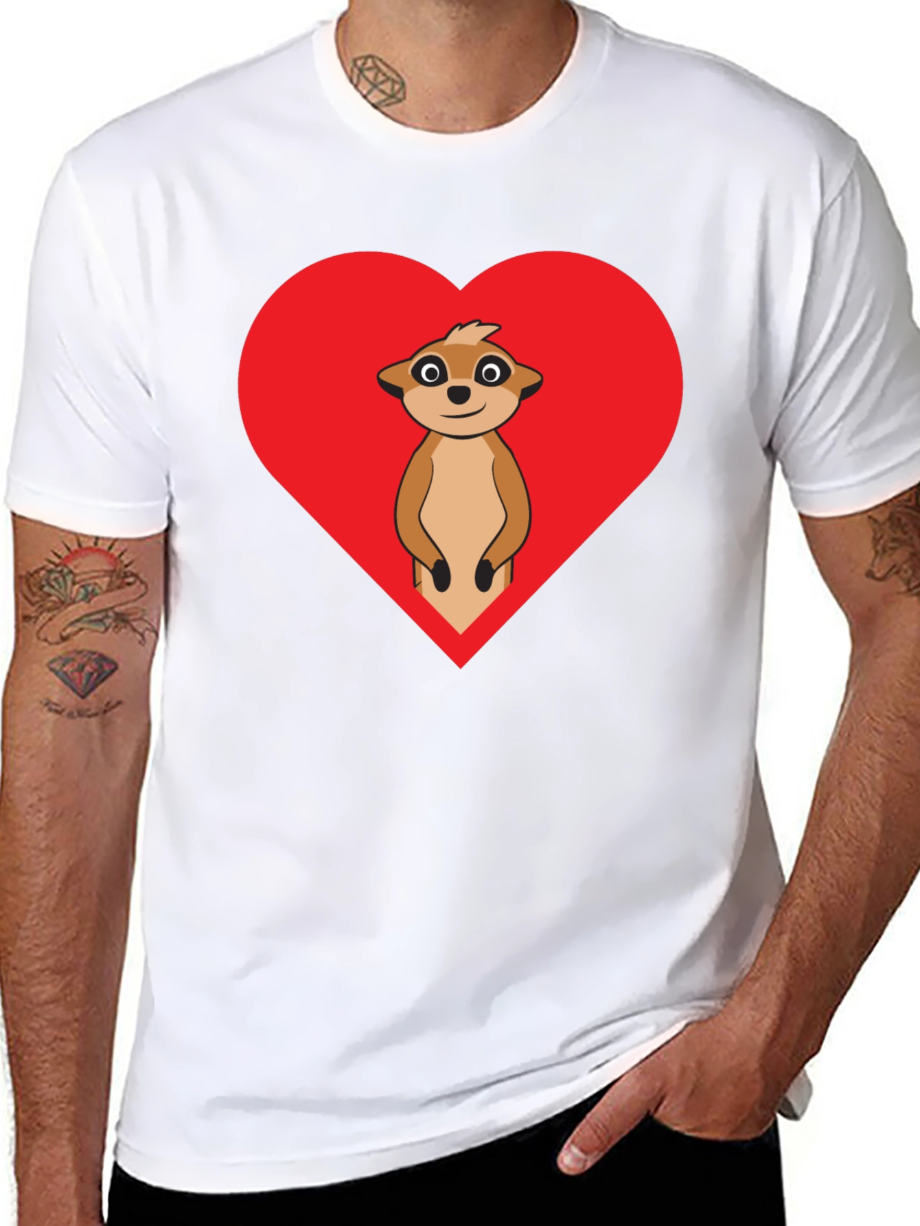 Meerkat Heart Graphic Tee - Black Cotton