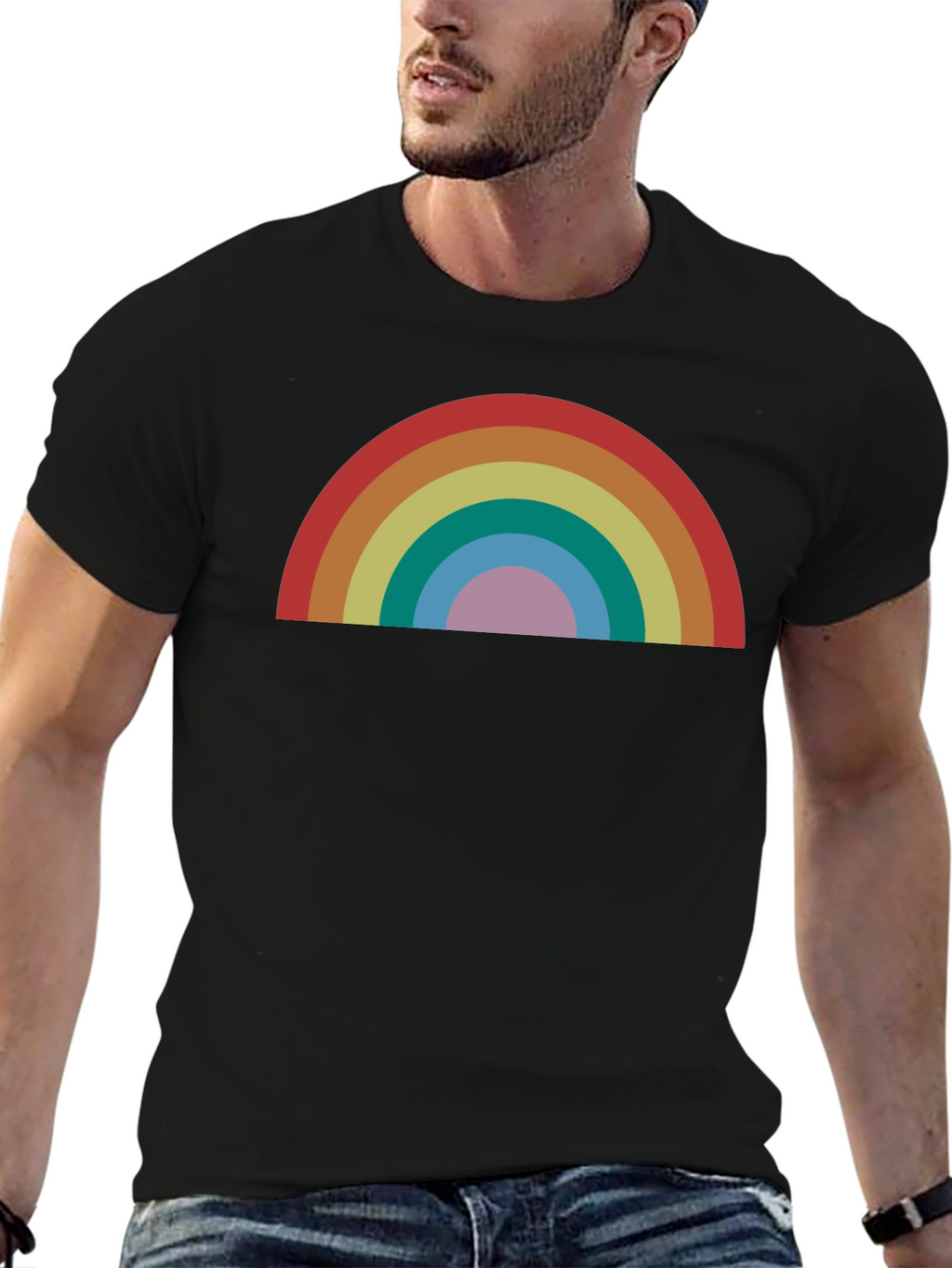 Retro Rainbow Graphic T-Shirt - Stylish and Comfortable