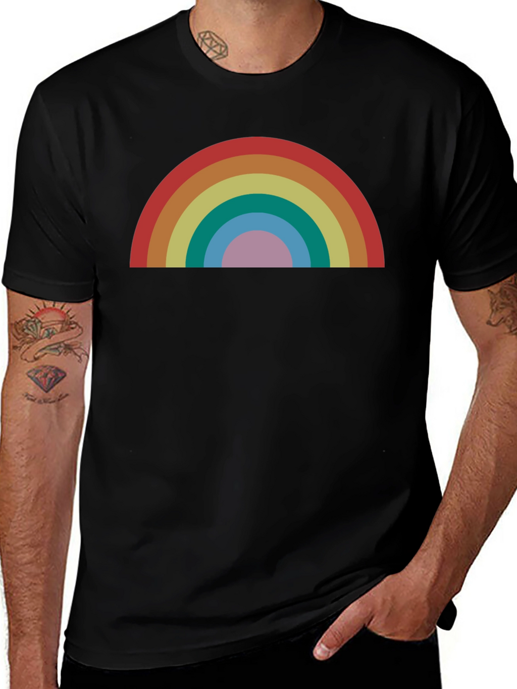Retro Rainbow Graphic T-Shirt - Stylish and Comfortable