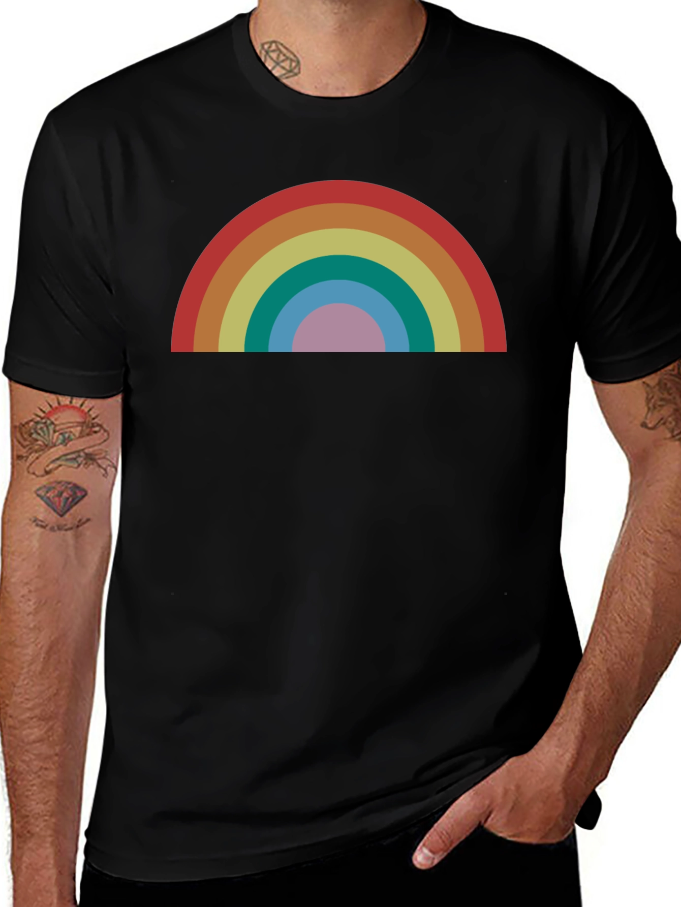 Retro Rainbow Graphic T-Shirt - Stylish and Comfortable