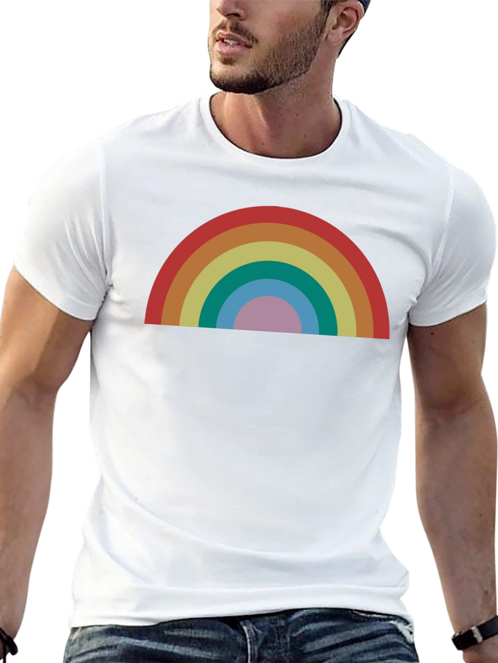 Retro Rainbow Graphic T-Shirt - Stylish and Comfortable