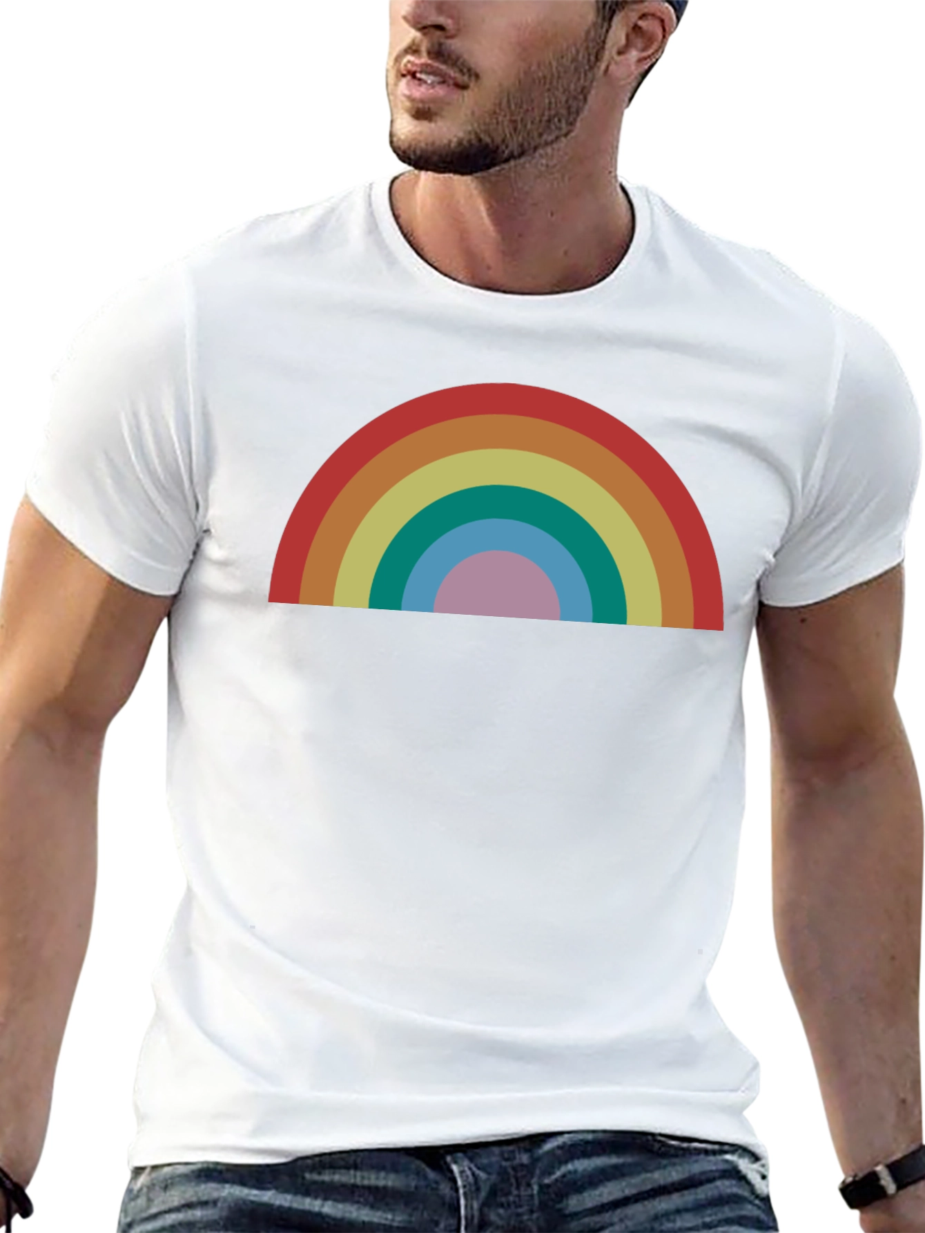 Retro Rainbow Graphic T-Shirt - Stylish and Comfortable