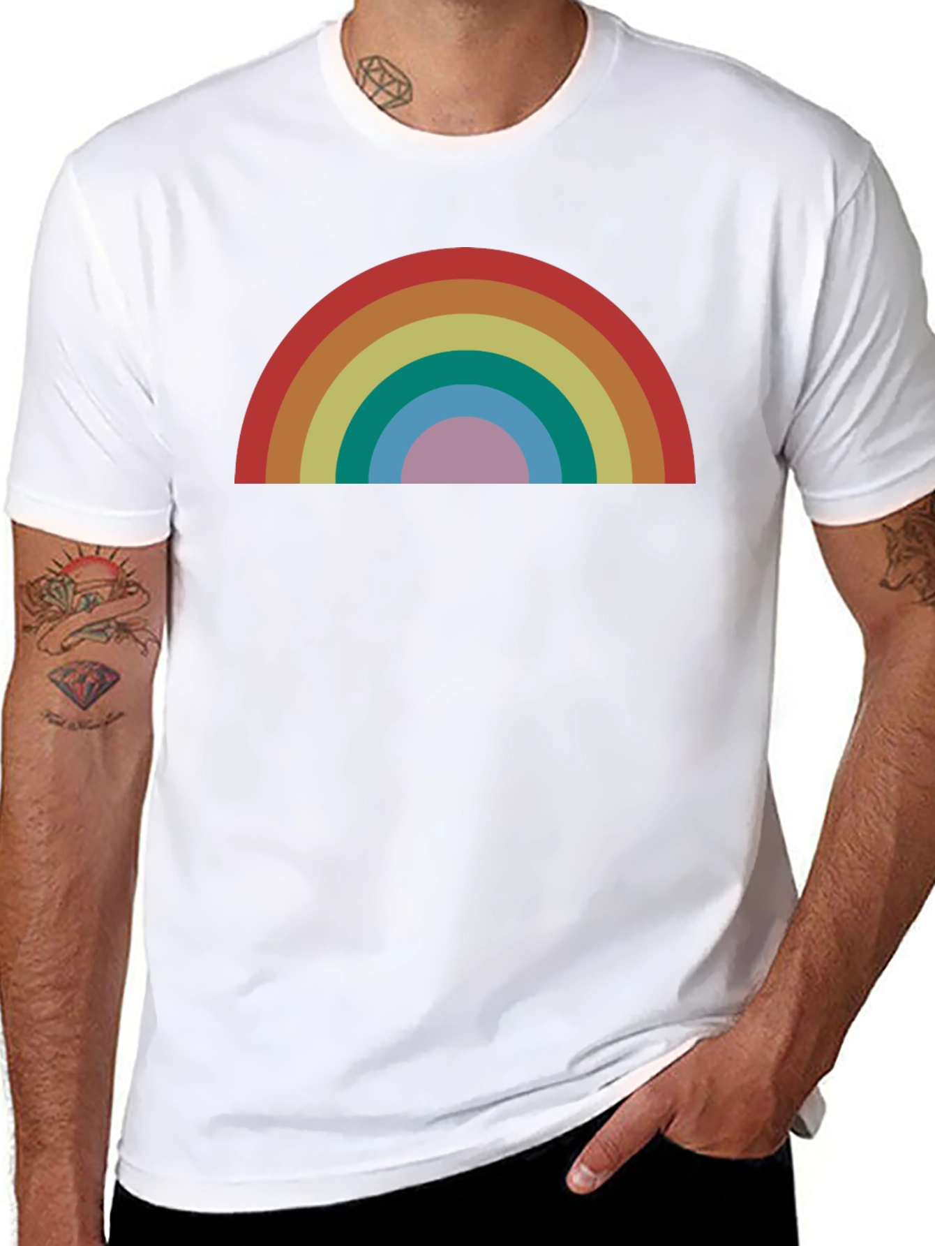 Retro Rainbow Graphic T-Shirt - Stylish and Comfortable