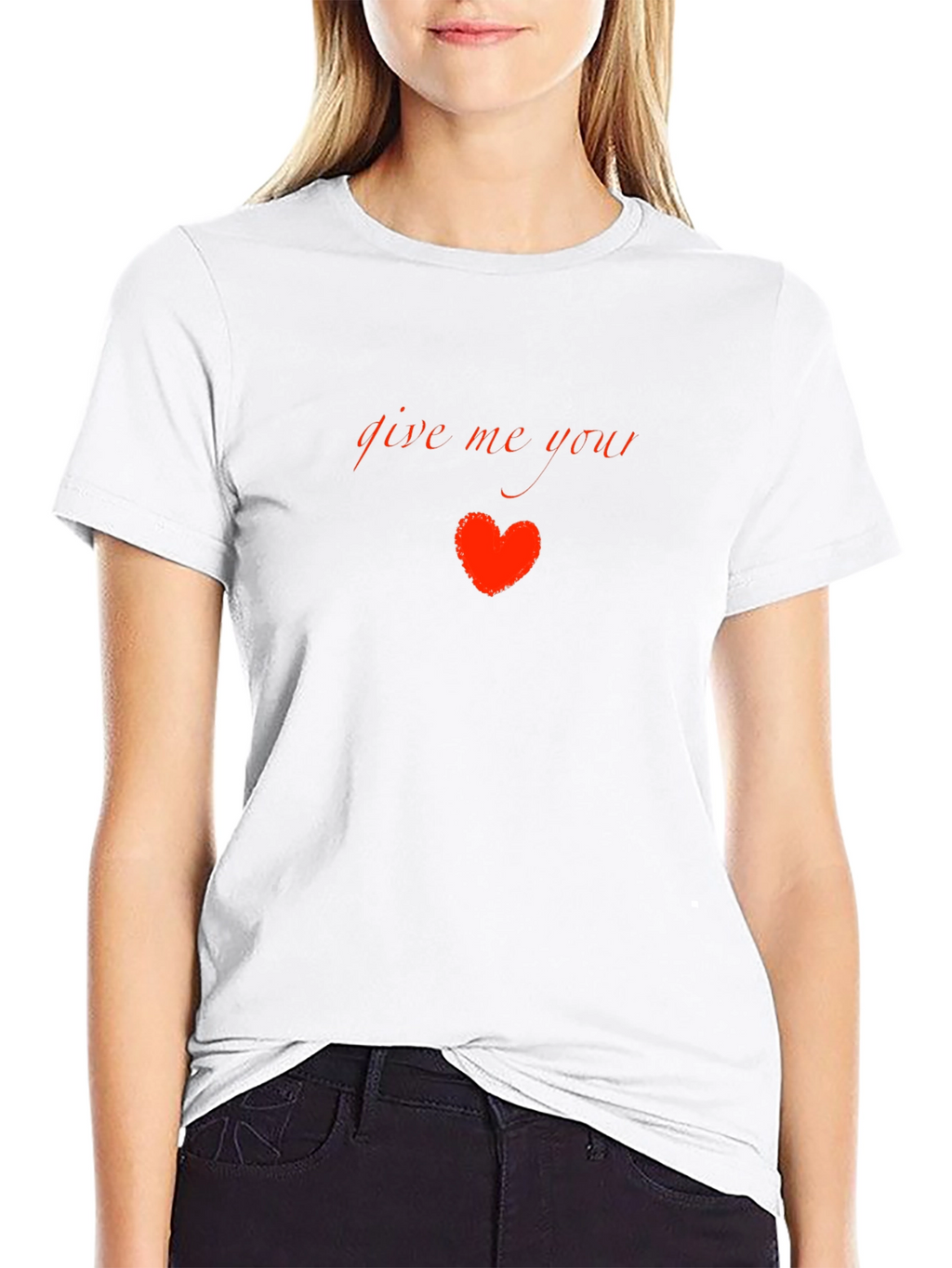 Give Me Your Heart Black Graphic Tee
