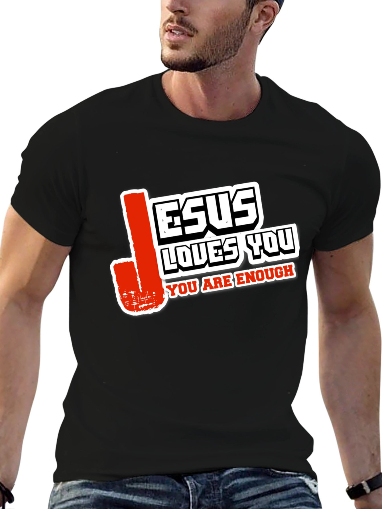 Jesus Loves You Graphic T-Shirt - Black