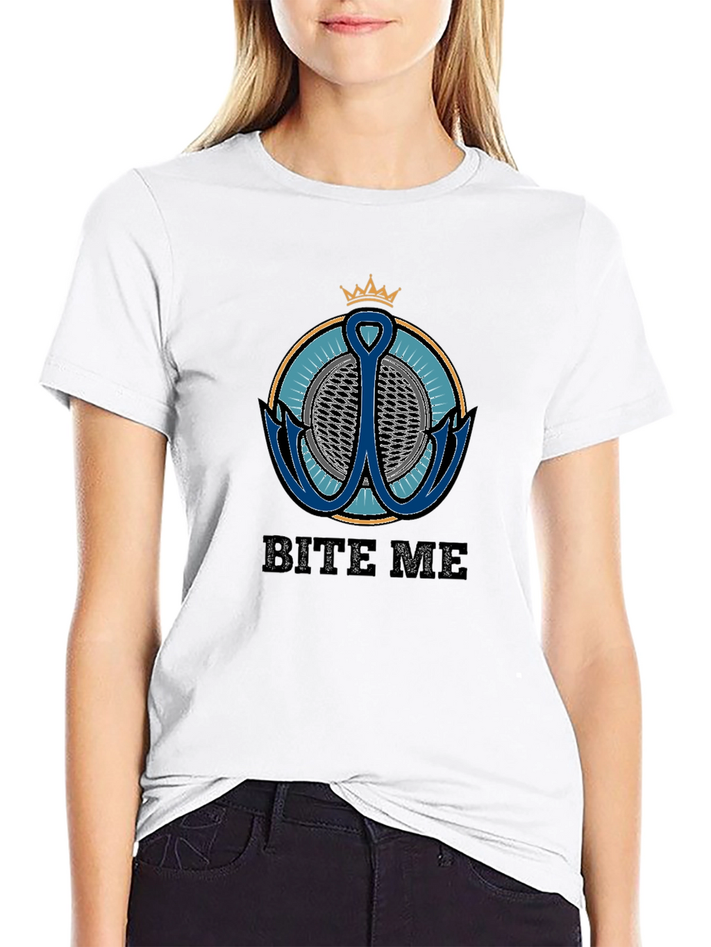 Bite Me T-Shirt with Anchor Graphic