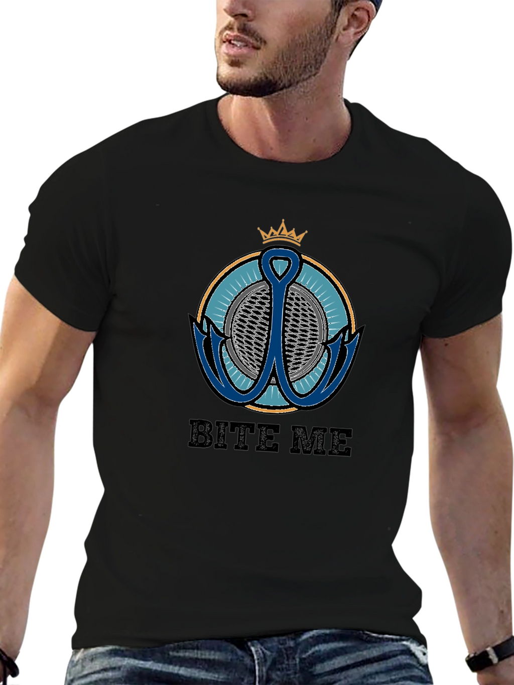 Bite Me T-Shirt with Anchor Graphic