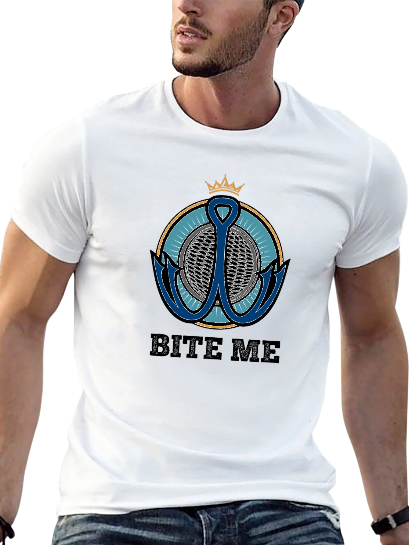 Bite Me T-Shirt with Anchor Graphic