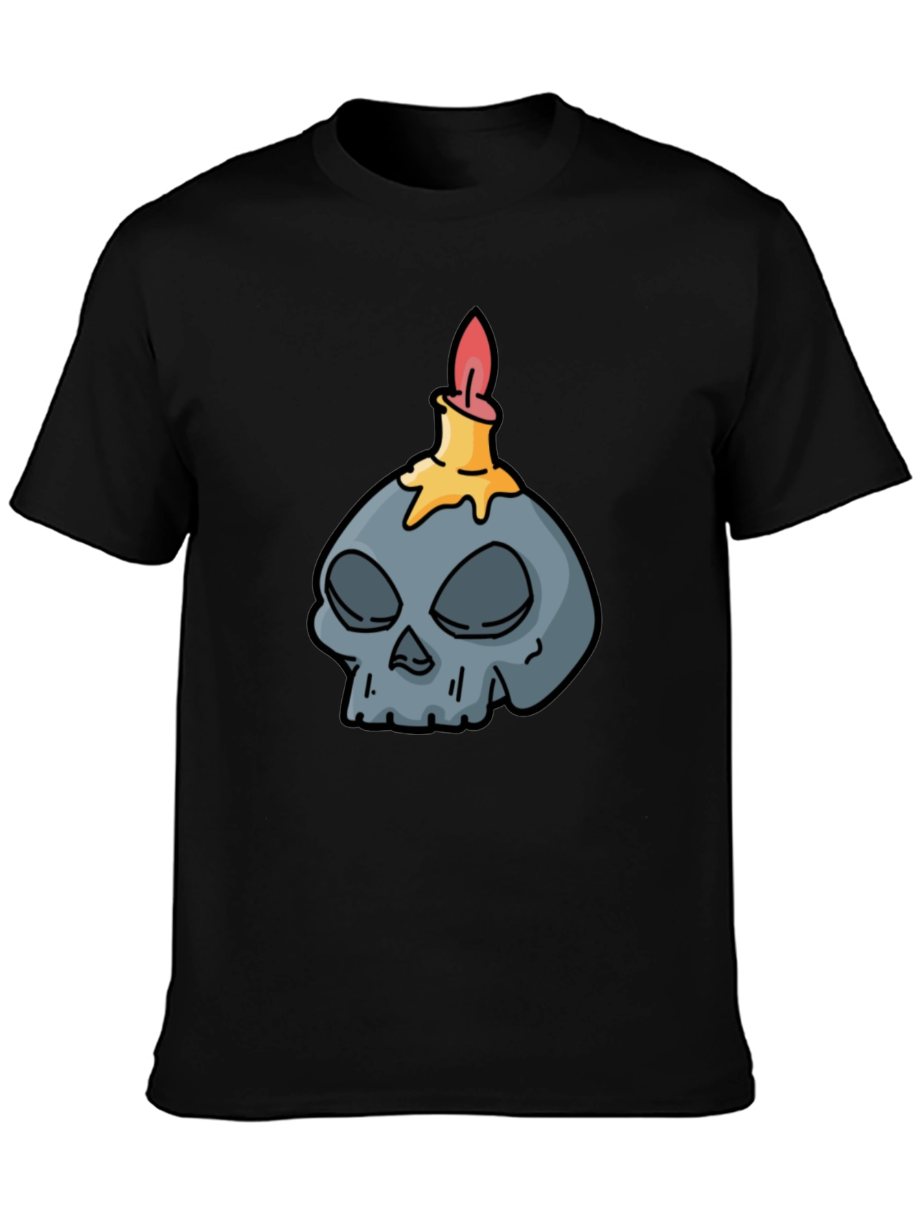 Skull Candle Graphic Tee - Black Cotton T-Shirt