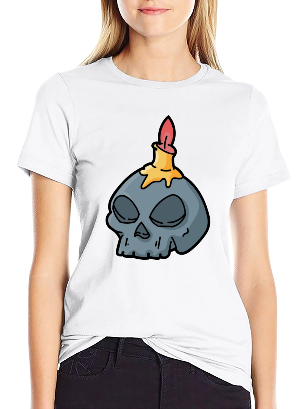 Skull Candle Graphic Tee - Black Cotton T-Shirt