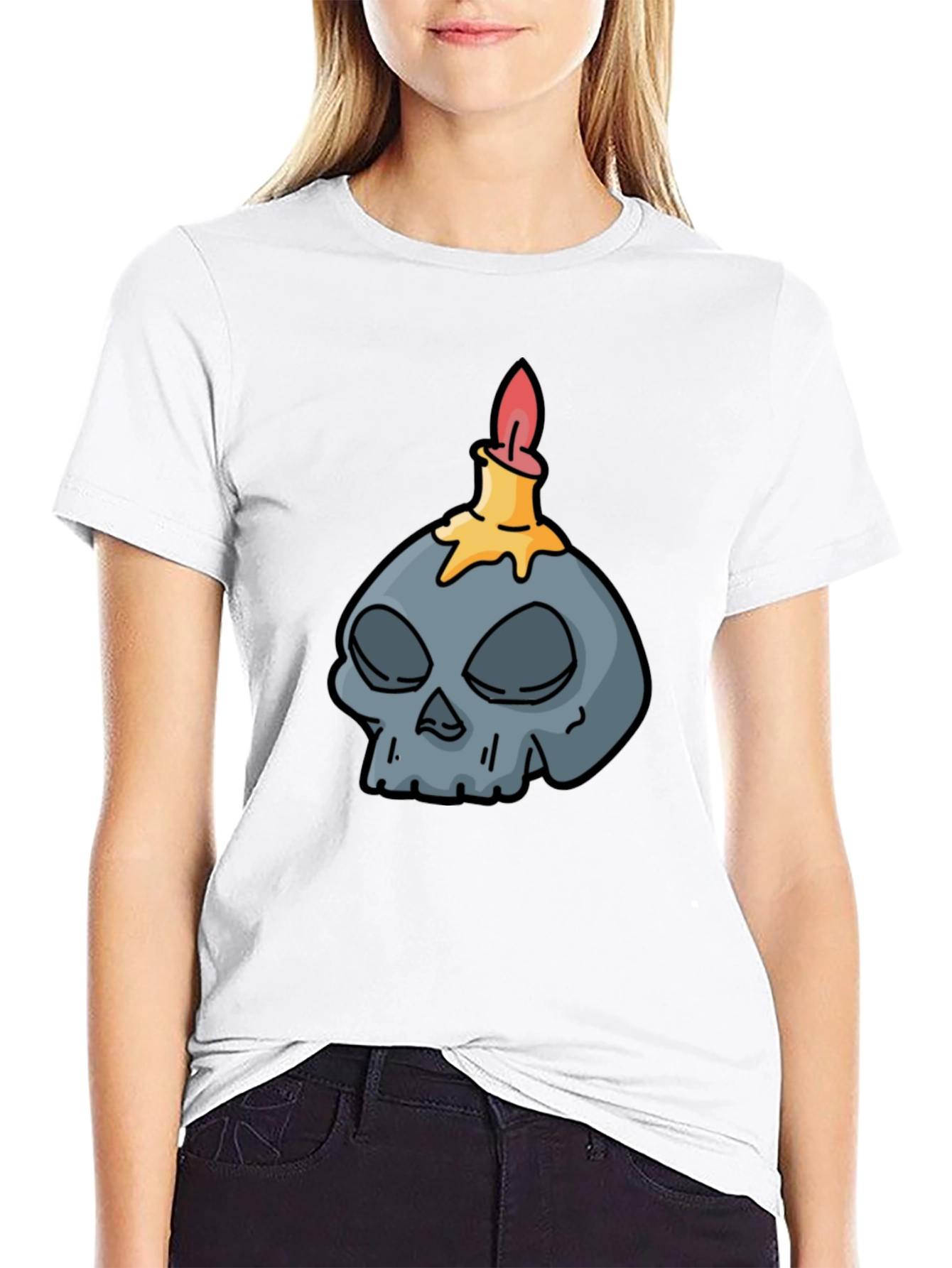 Skull Candle Graphic Tee - Black Cotton T-Shirt