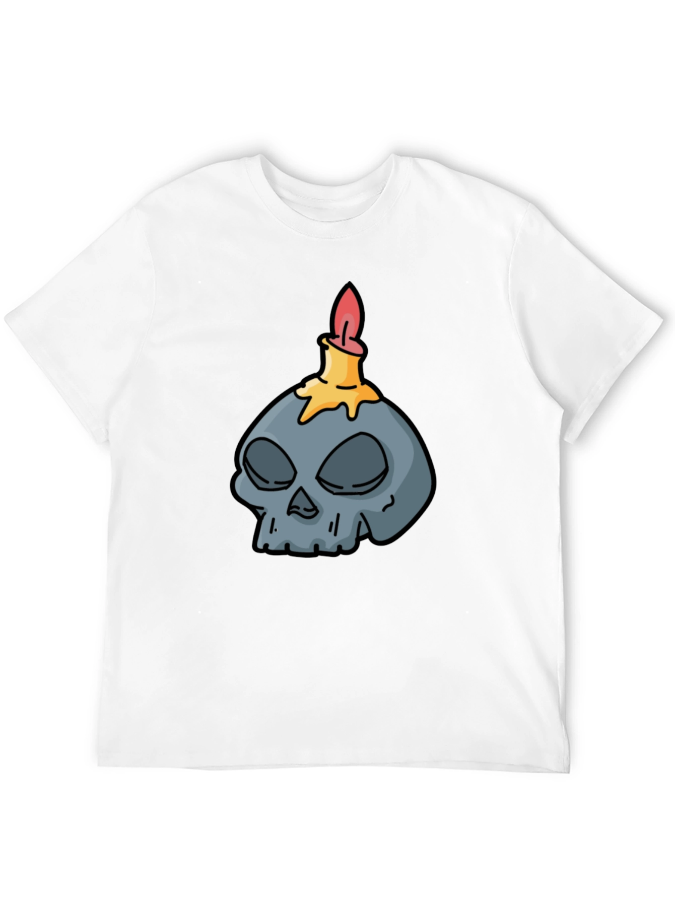 Skull Candle Graphic Tee - Black Cotton T-Shirt
