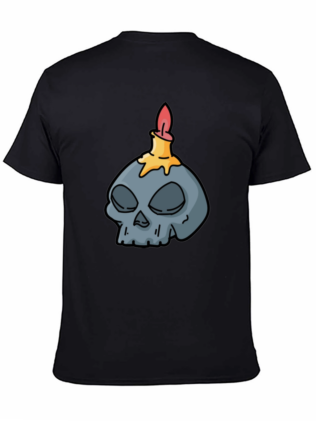 Skull Candle Graphic Tee - Black Cotton T-Shirt