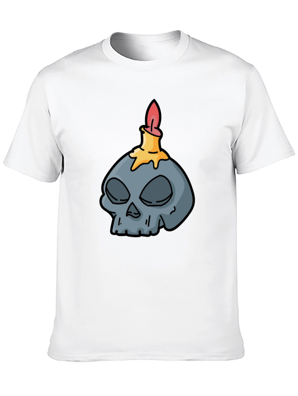 Skull Candle Graphic Tee - Black Cotton T-Shirt