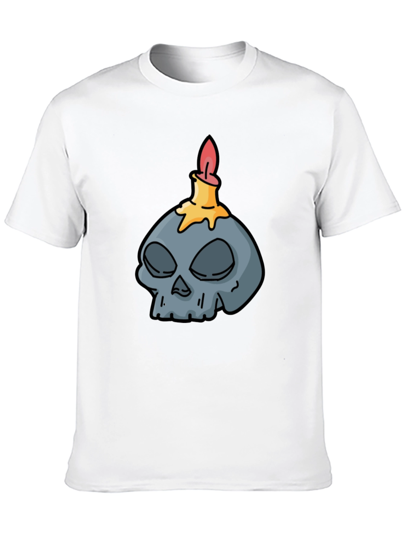 Skull Candle Graphic Tee - Black Cotton T-Shirt