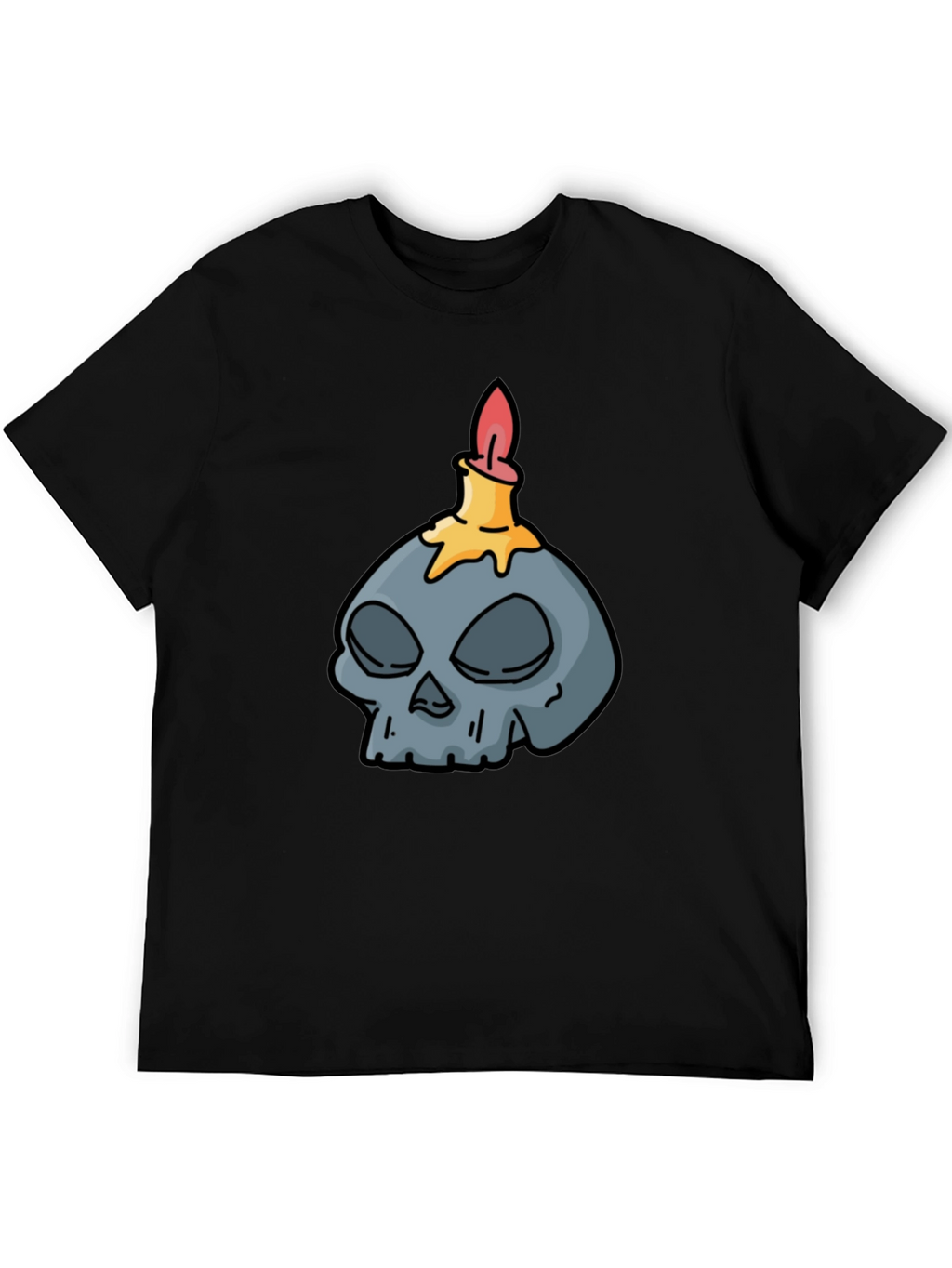 Skull Candle Graphic Tee - Black Cotton T-Shirt