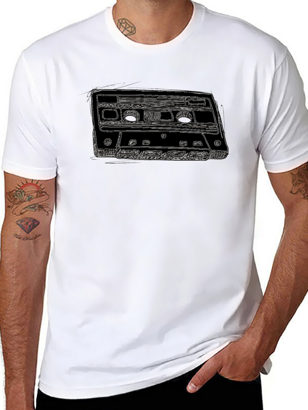 Retro Cassette Tape Graphic Tee - Black T-Shirt