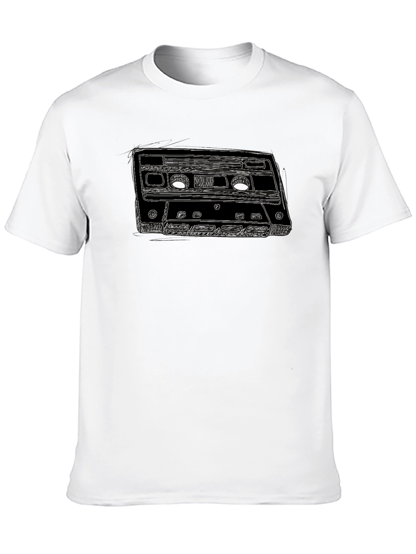 Retro Cassette Tape Graphic Tee - Black T-Shirt