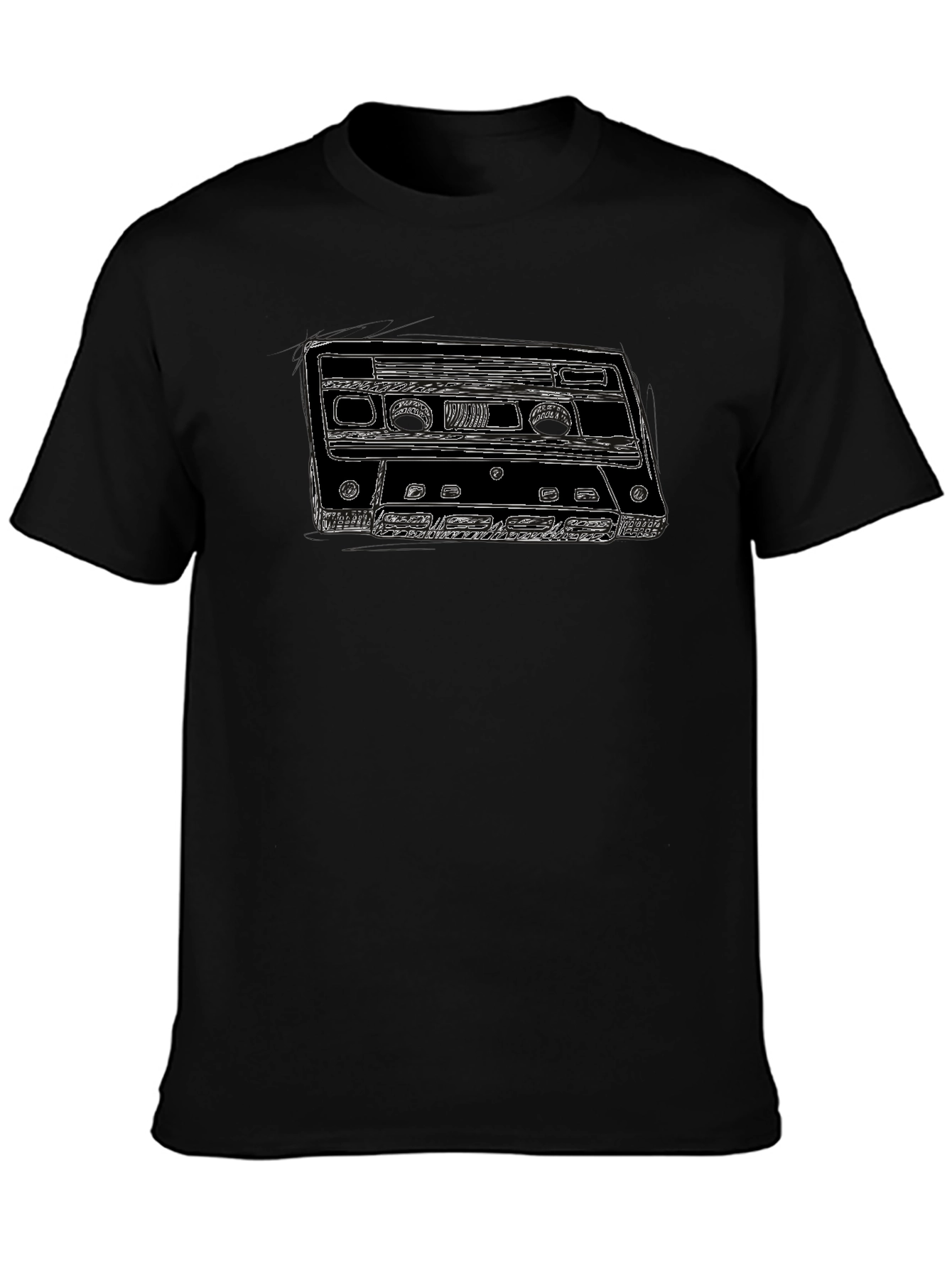 Retro Cassette Tape Graphic Tee - Black T-Shirt