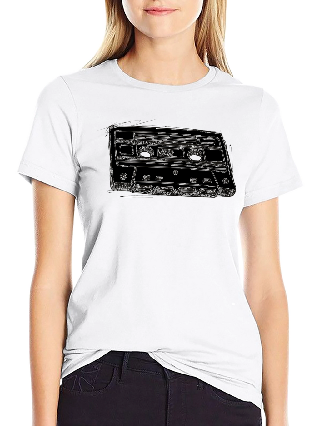 Retro Cassette Tape Graphic Tee - Black T-Shirt