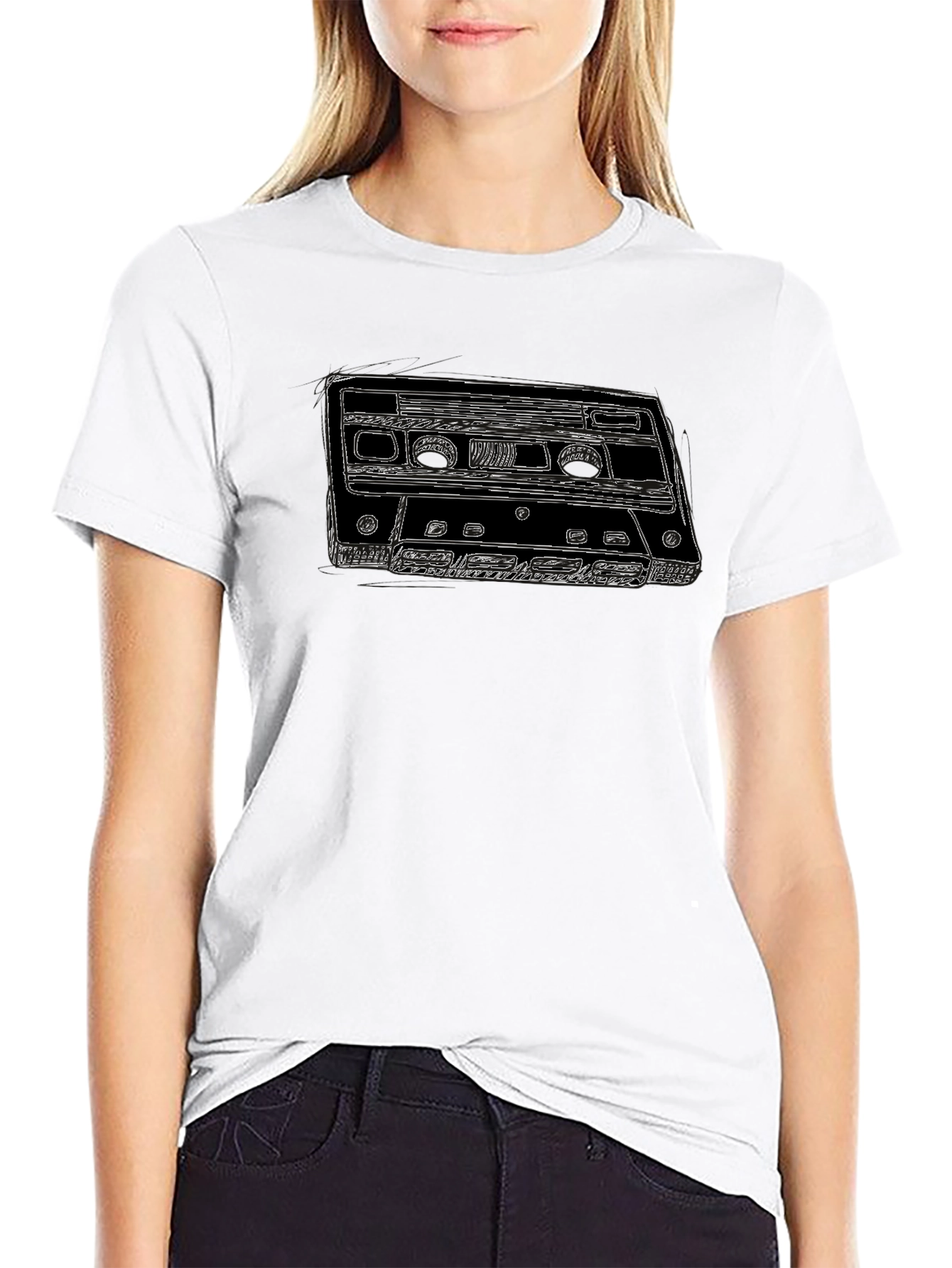 Retro Cassette Tape Graphic Tee - Black T-Shirt