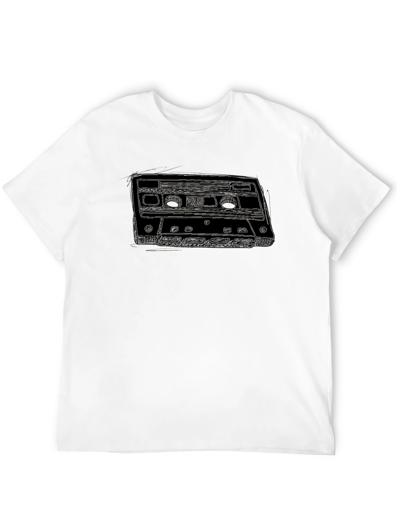 Retro Cassette Tape Graphic Tee - Black T-Shirt