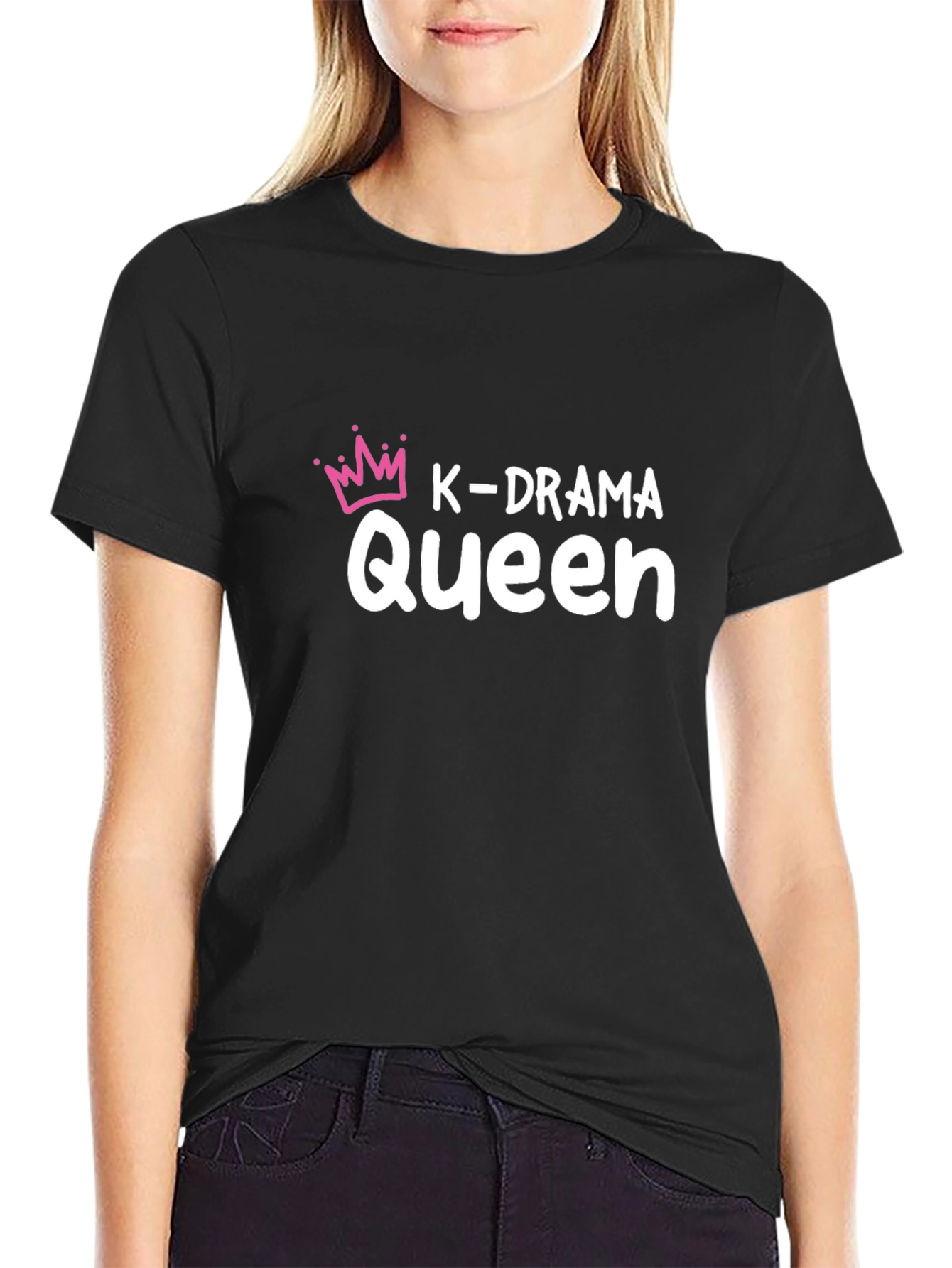 K-Drama Queen Graphic Tee - Black Cotton