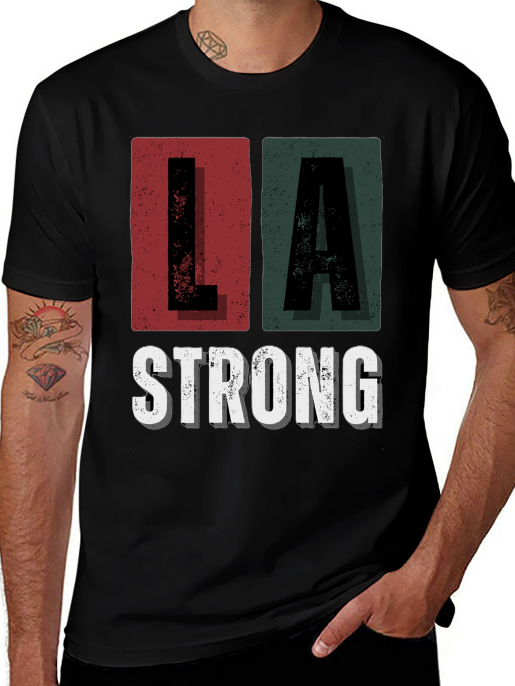 LA Strong Graphic Tee - Unisex Black Cotton T-Shirt