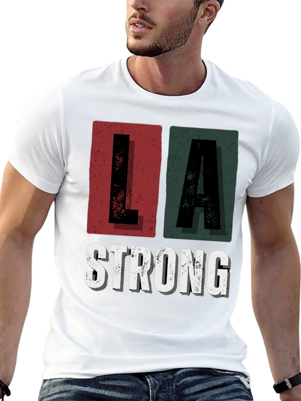 LA Strong Graphic Tee - Unisex Black Cotton T-Shirt