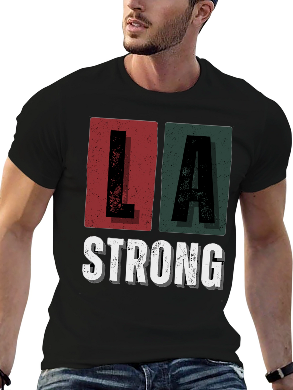 LA Strong Graphic Tee - Unisex Black Cotton T-Shirt