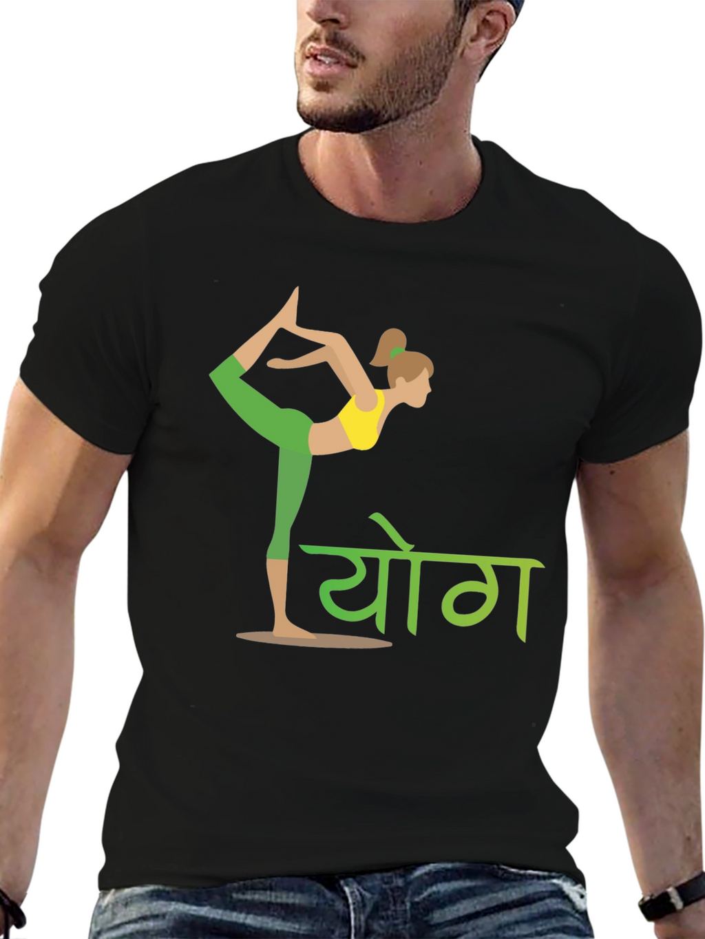 Yoga Pose Graphic T-Shirt - Mens Black Tee