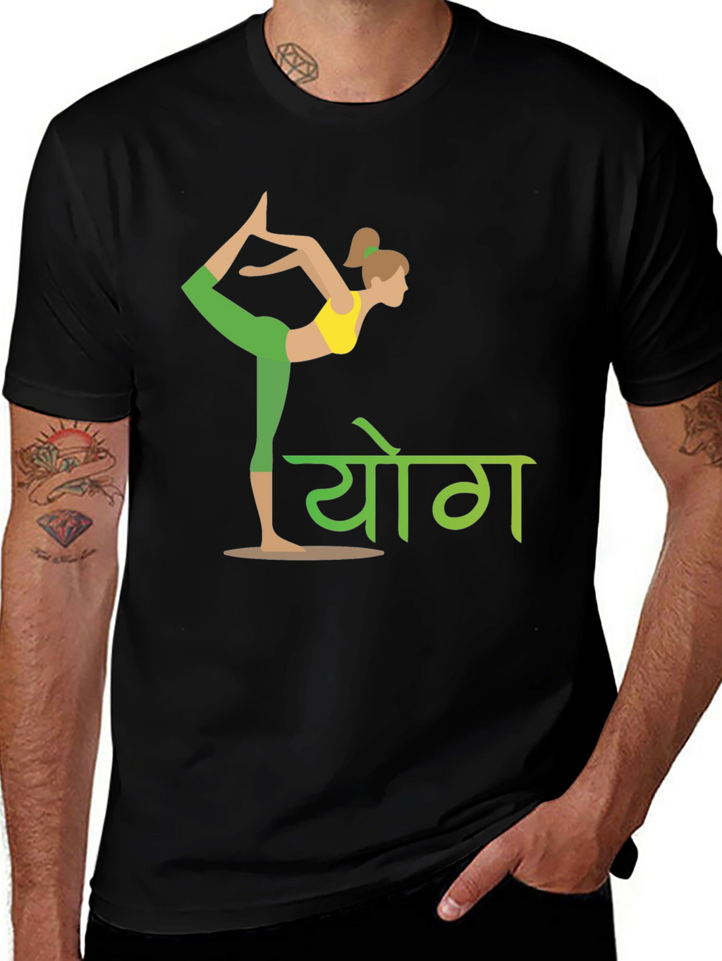 Yoga Pose Graphic T-Shirt - Mens Black Tee