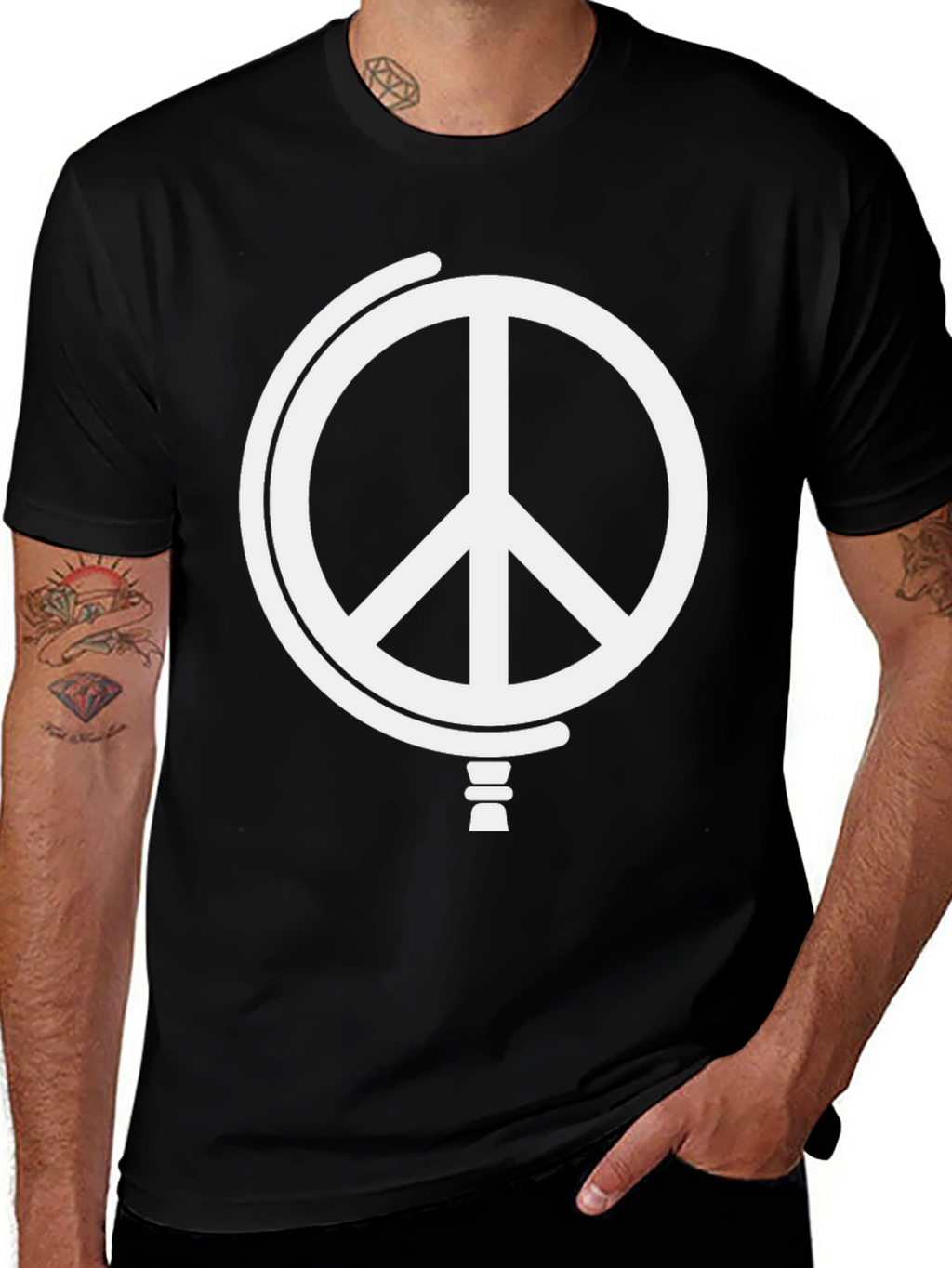 Peace Globe Graphic T-Shirt - Black