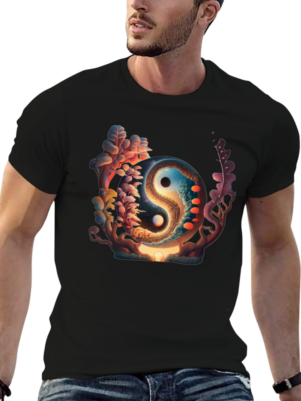 Yin Yang Graphic Black T-Shirt