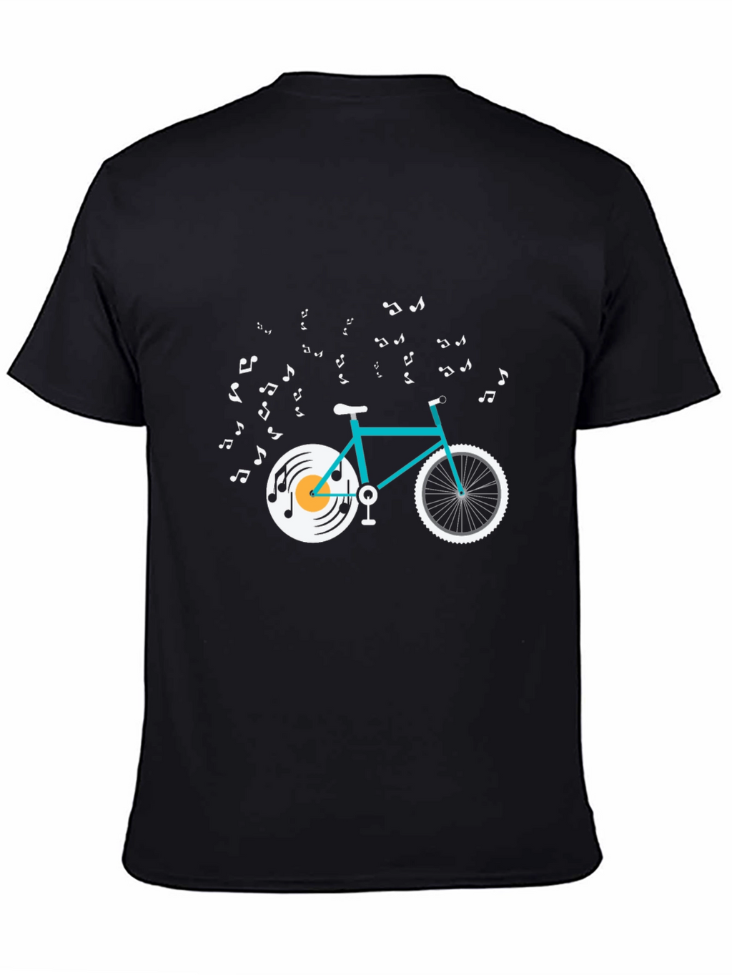 Musical Bike Graphic Tee - Black Cotton T-Shirt