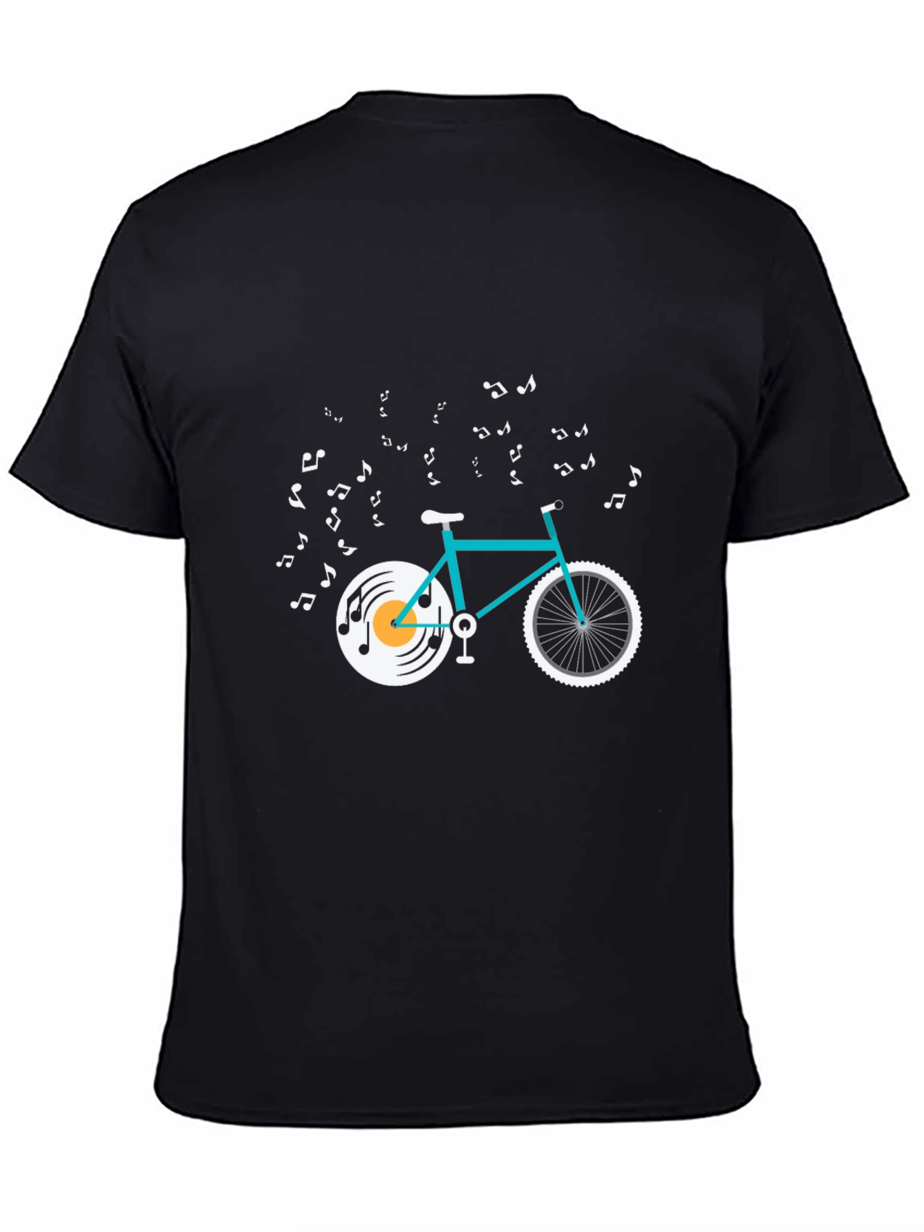 Musical Bike Graphic Tee - Black Cotton T-Shirt