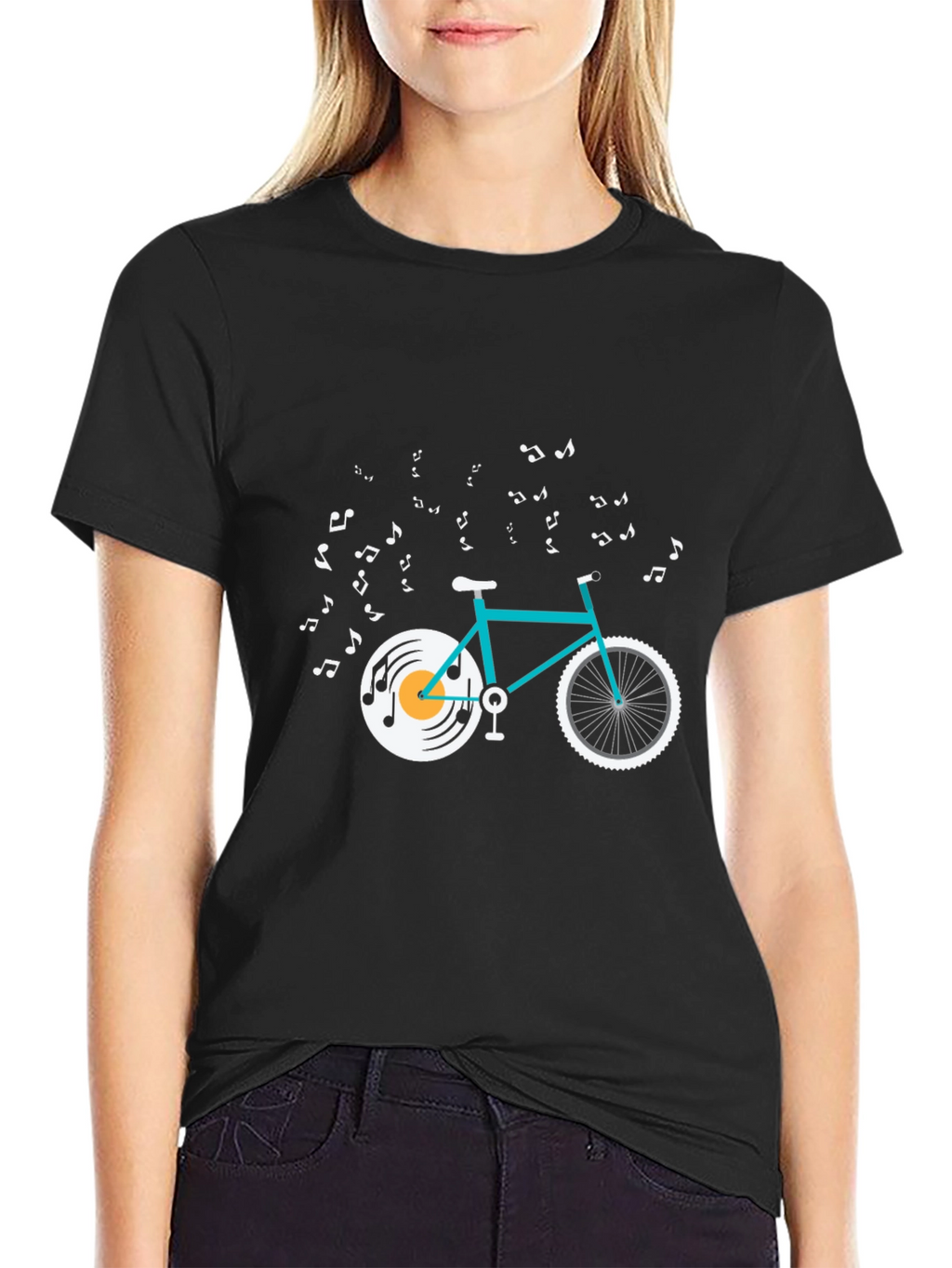 Musical Bike Graphic Tee - Black Cotton T-Shirt
