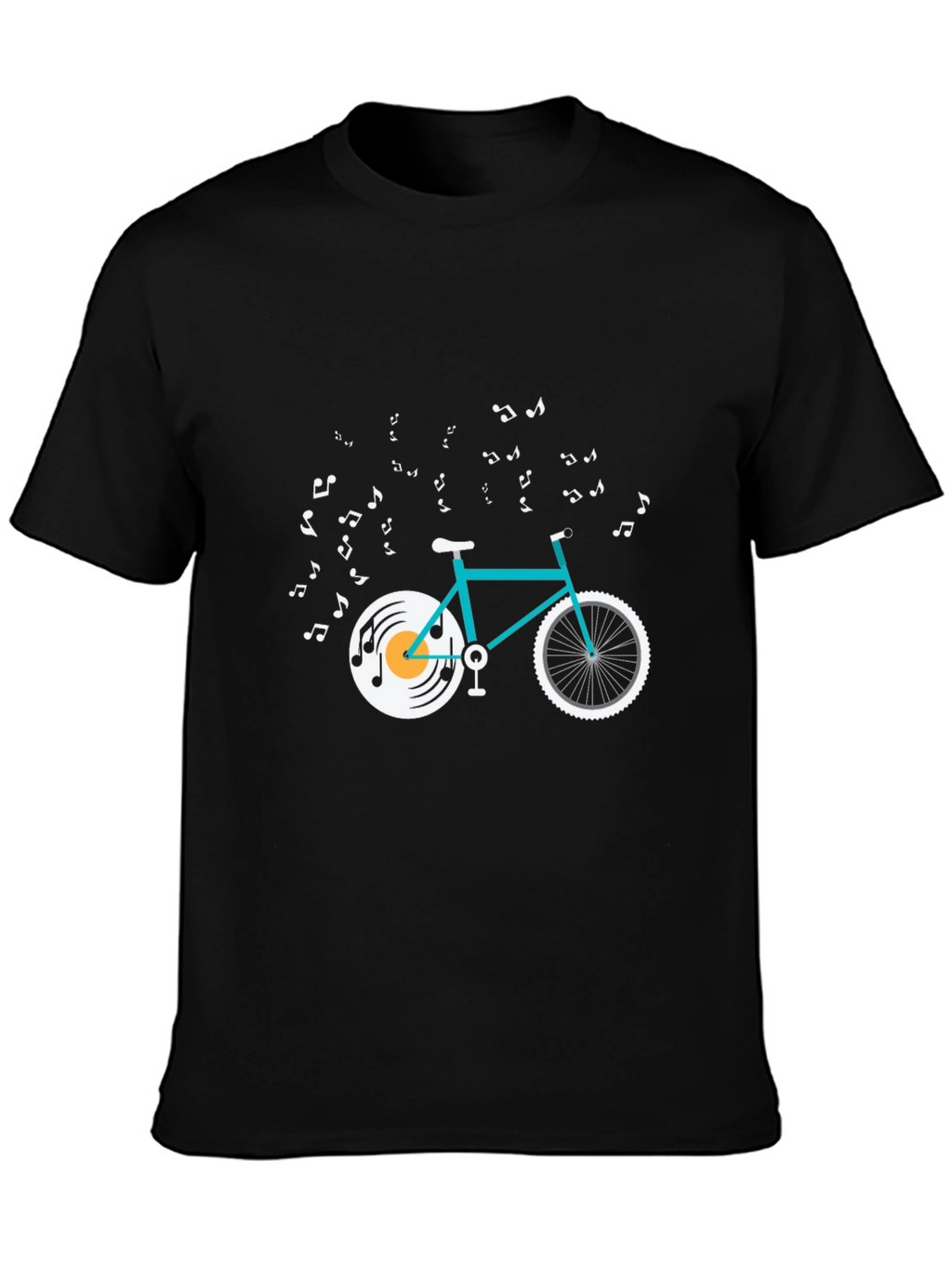 Musical Bike Graphic Tee - Black Cotton T-Shirt