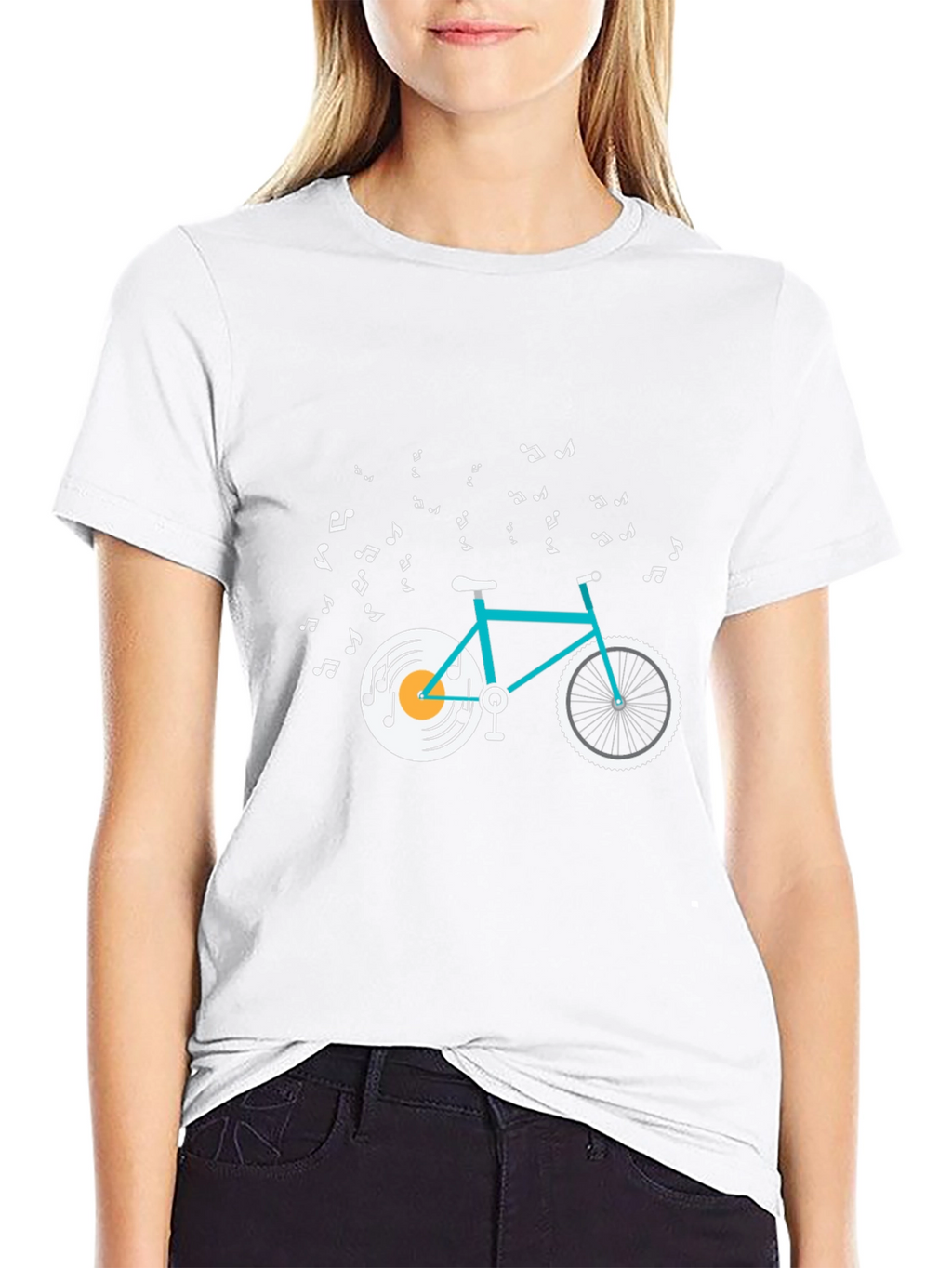 Musical Bike Graphic Tee - Black Cotton T-Shirt