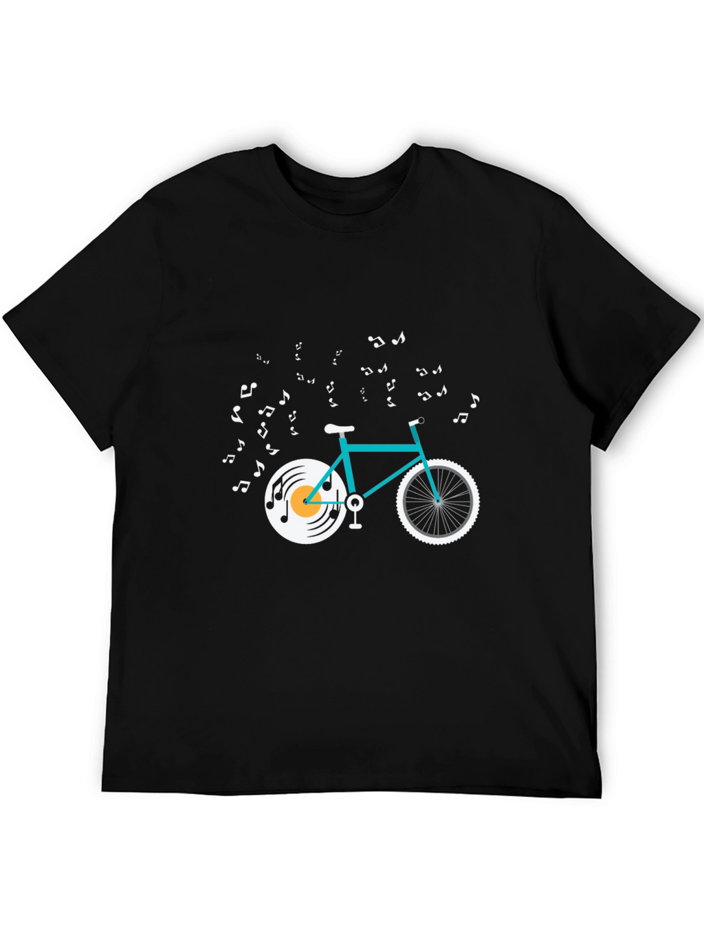 Musical Bike Graphic Tee - Black Cotton T-Shirt