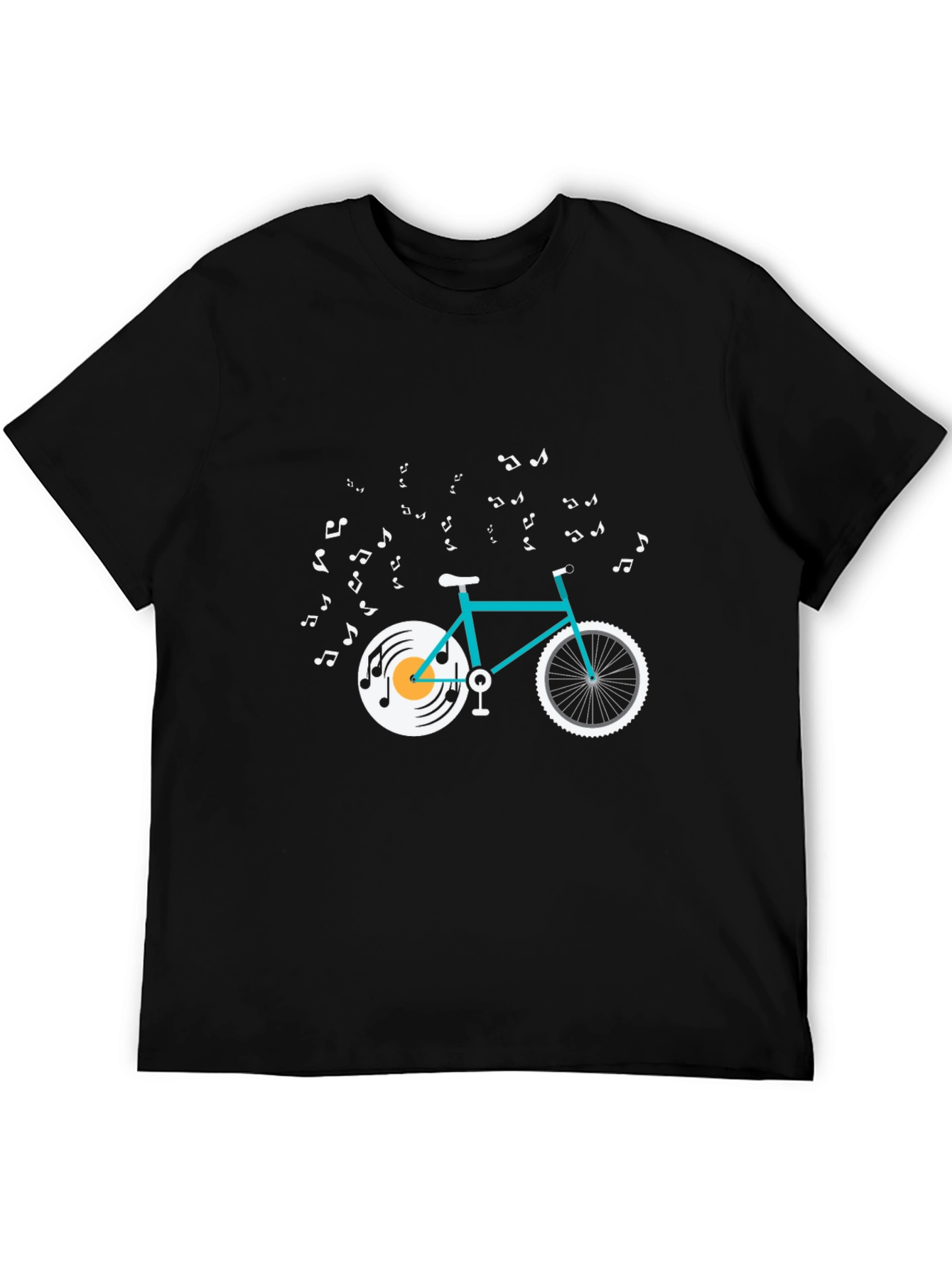 Musical Bike Graphic Tee - Black Cotton T-Shirt