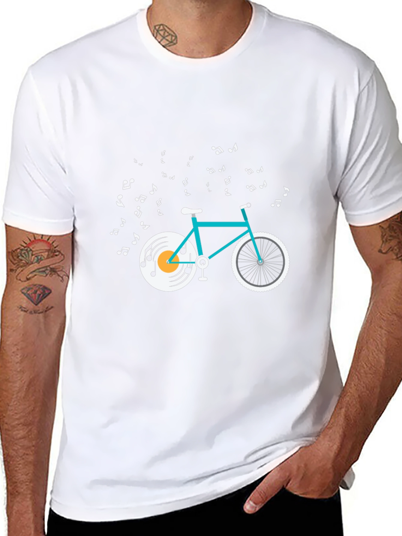 Musical Bike Graphic Tee - Black Cotton T-Shirt