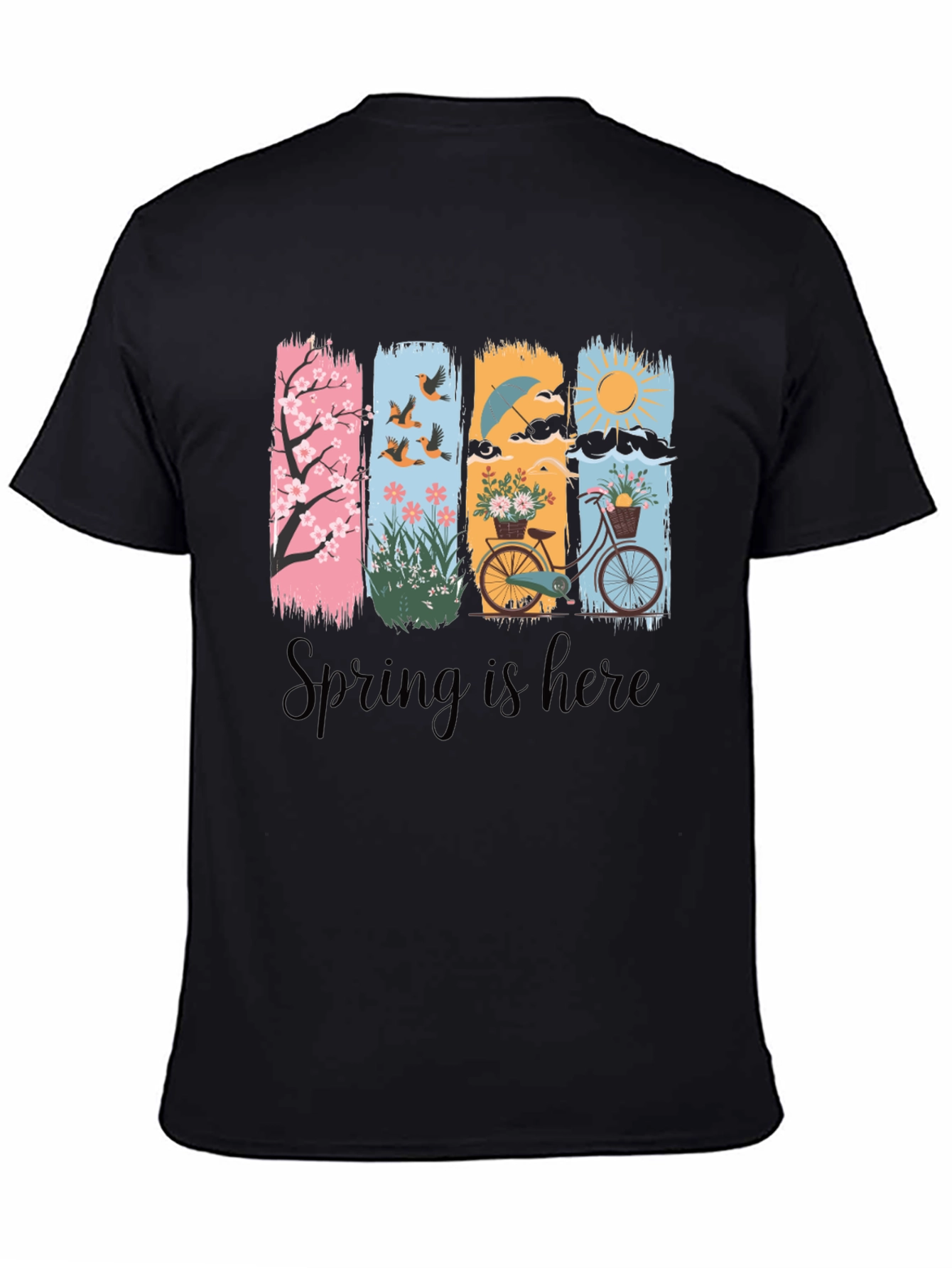 Spring is Here T-Shirt: Floral & Bicycle Graphic Tee