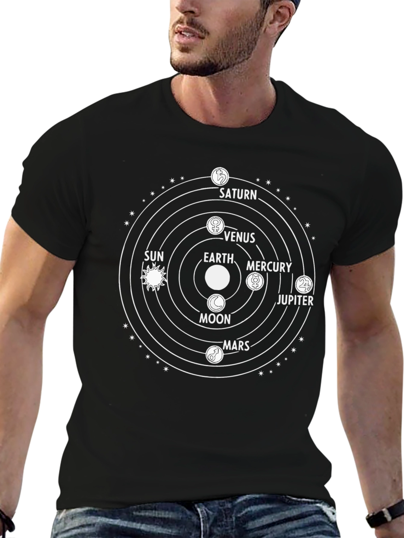 Solar System Graphic T-Shirt - Mens Black Tee
