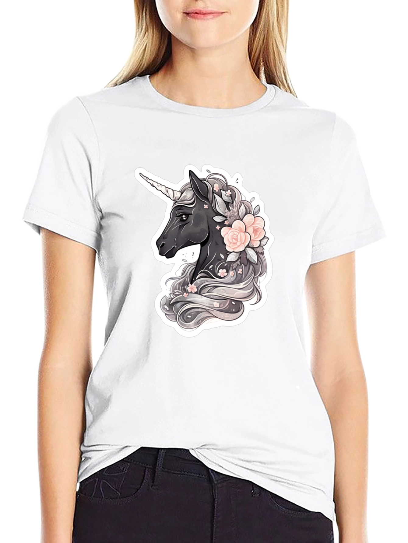 Unicorn Floral Graphic T-Shirt