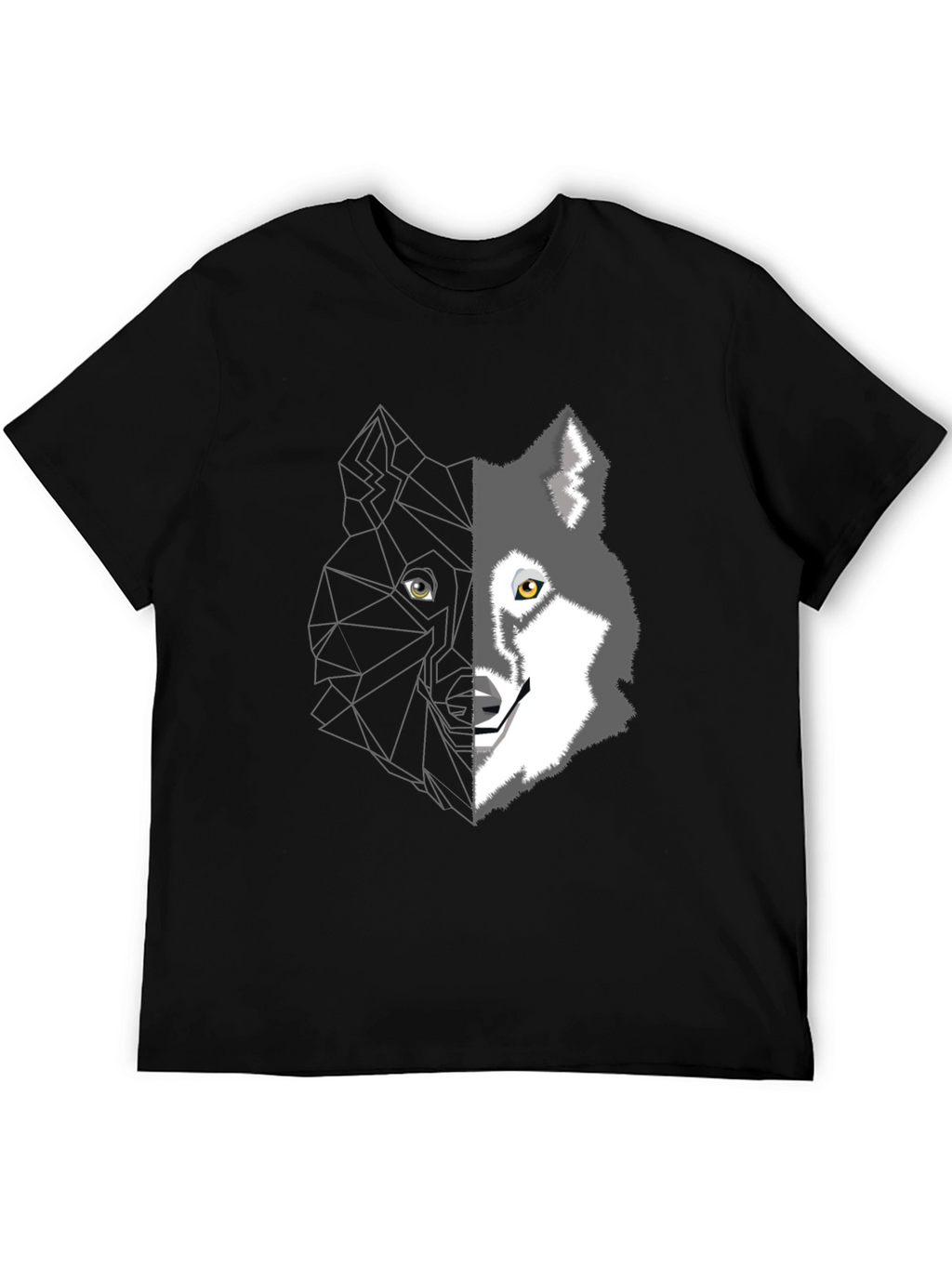 Geometric Wolf Graphic Tee - Mens Black T-Shirt