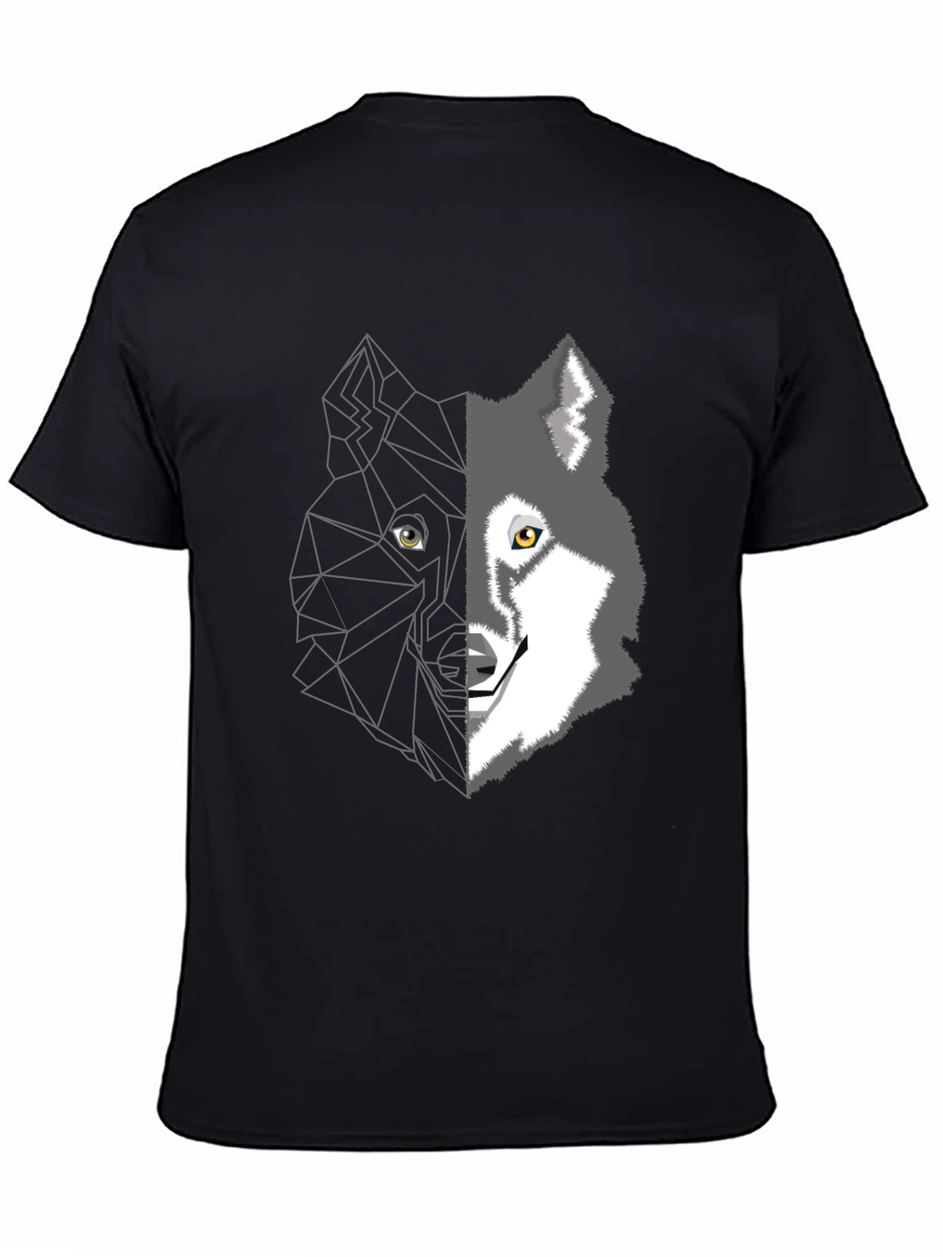 Geometric Wolf Graphic Tee - Mens Black T-Shirt